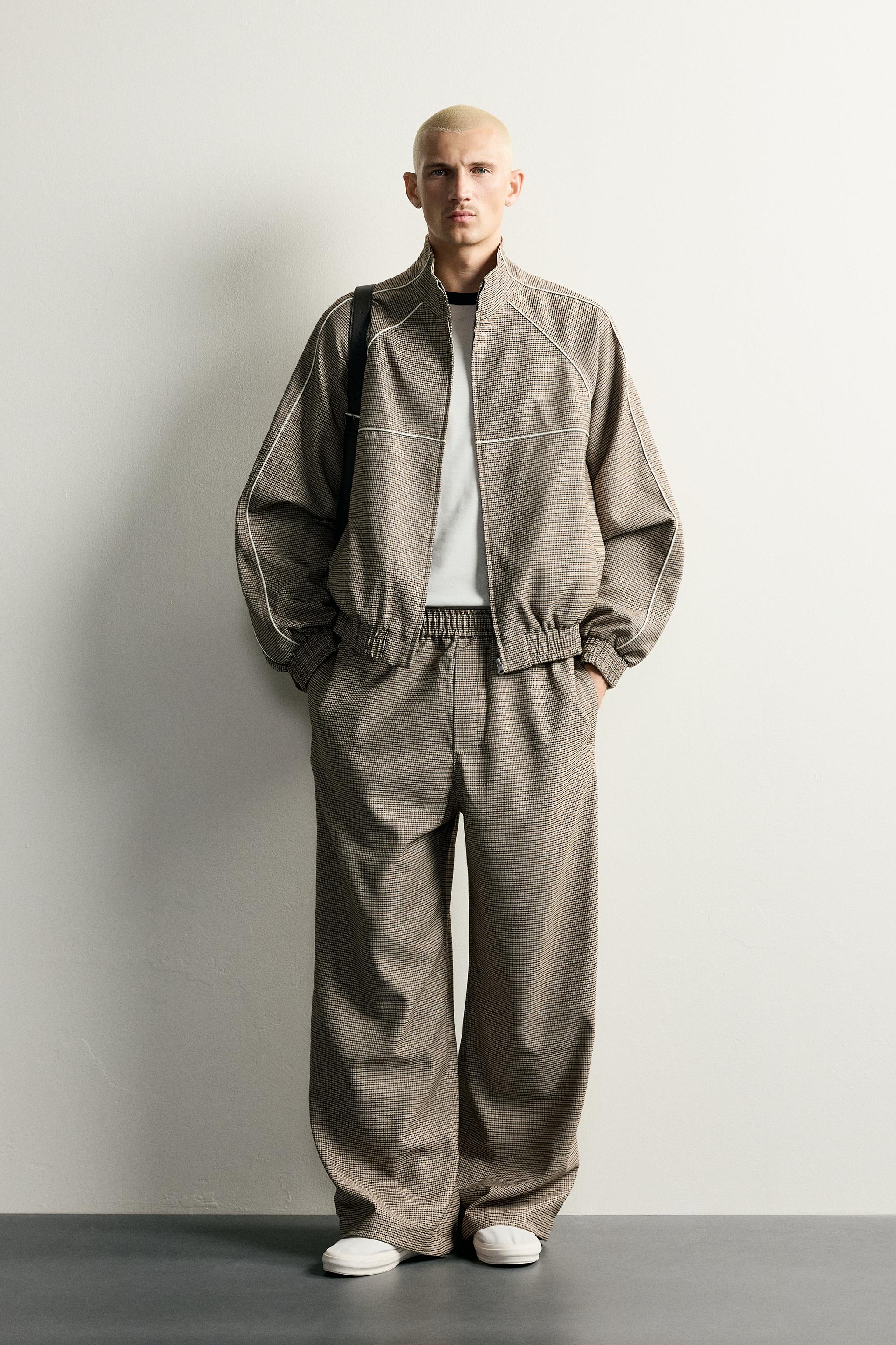 RELAXED-FIT CONTRAST HOUNDSTOOTH JACKET